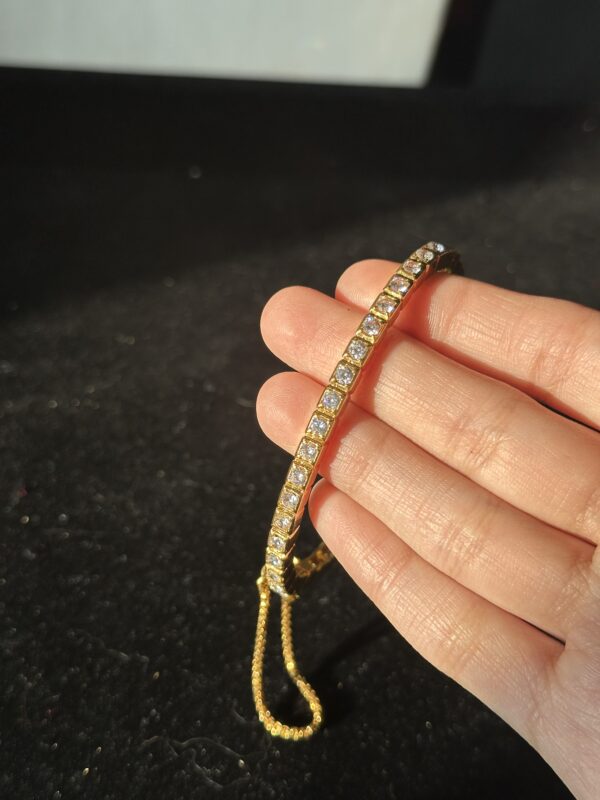 Gold polished and silver polished Stone Bangles (1 Piece) - Image 4