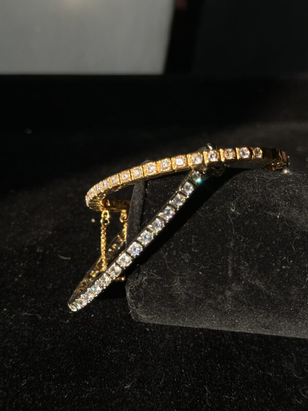 Gold polished and silver polished Stone Bangles (1 Piece) - Image 7
