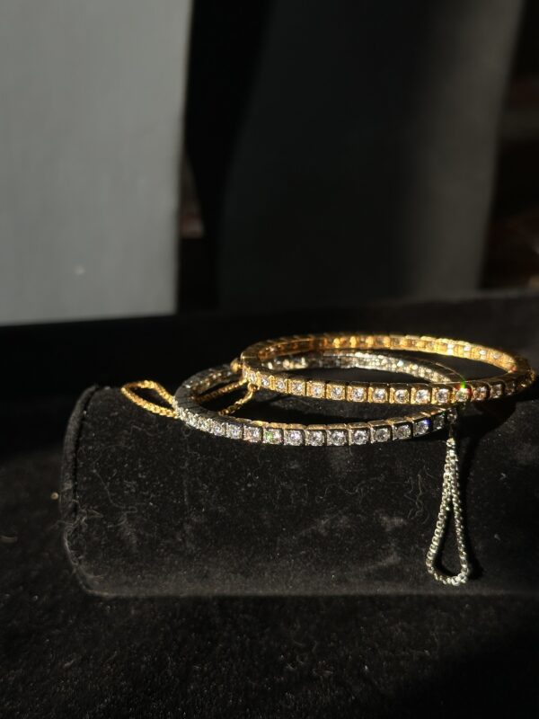 Gold polished and silver polished Stone Bangles (1 Piece) - Image 6