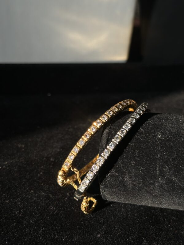 Gold polished and silver polished Stone Bangles (1 Piece) - Image 3