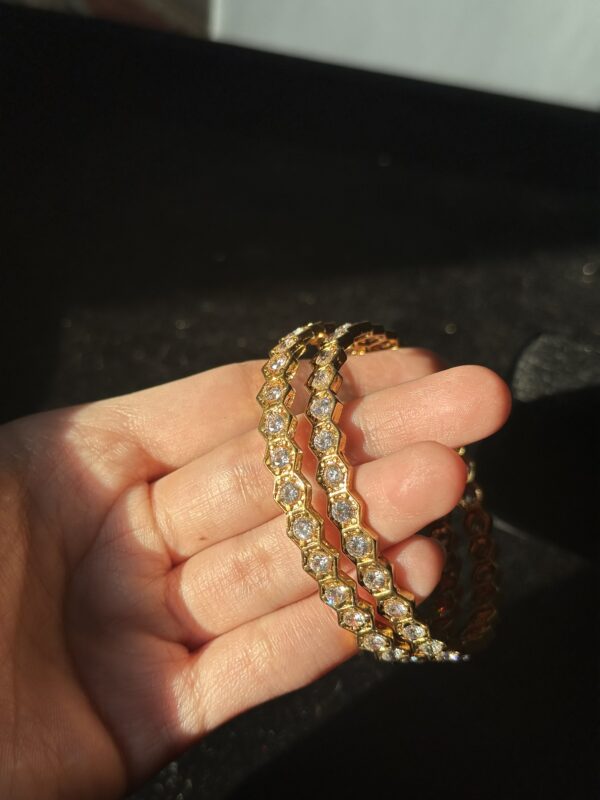 Gold Polished Zircon Bangles - (1 Piece) - Image 4