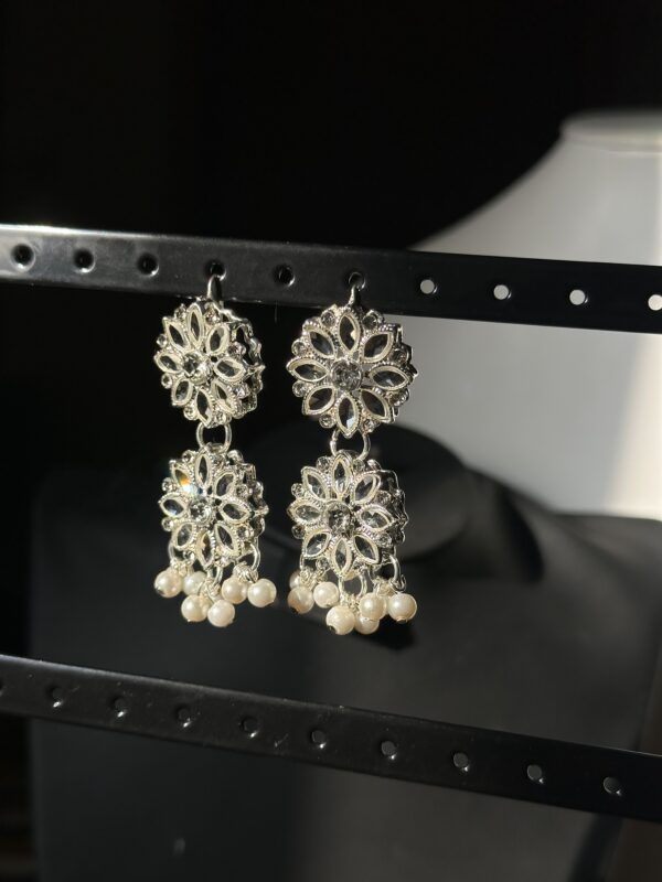 Elegant Silver Set – Jhumka, Choker & Bindi