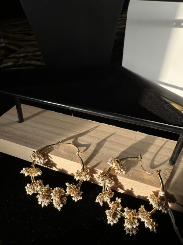 21K Gold-Plated Hoop Earrings with Handmade Indian Pearls ✨ - Image 3