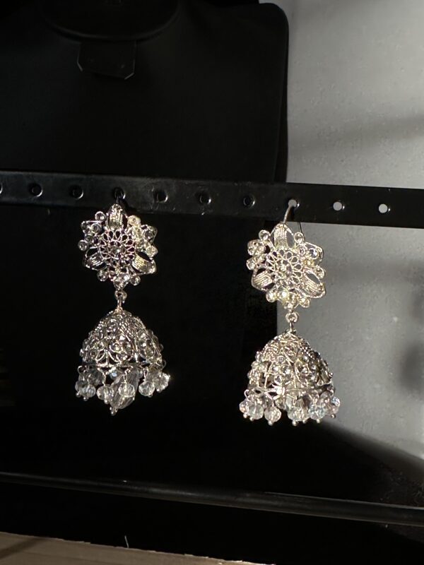 Silver Jhumka Set - BN - Image 3