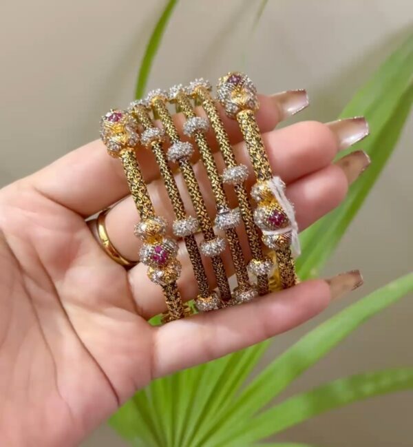Designer Gold-Plated Kundan-Style Kada Set